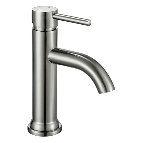 Edouard Rousseau – Mitigeur lavabo Ilo Small – Inox finition métal – Hauteur 172 mm – Bec fixe – Poignée métal – Installation facile avec notice (1/2)