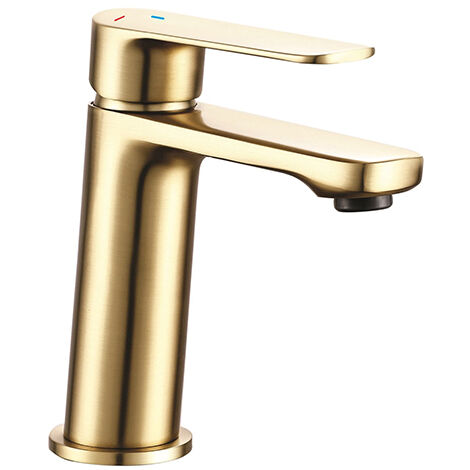 Edouard Rousseau – Mitigeur lavabo OPHIR laiton brossé – Aérateur 6 L/min – Vidage clic-clac inclus – Installation facile avec flexibles inox