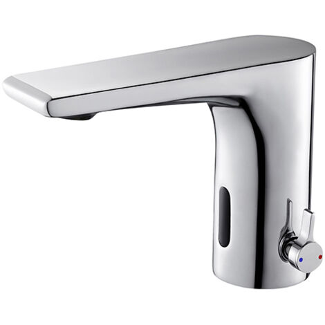 Edouard Rousseau – Mitigeur lavabo infrarouge – Détection automatique – Économie d'eau – Corps laiton – Hauteur 133 mm – Bec fixe – Flexibles inox F1/2