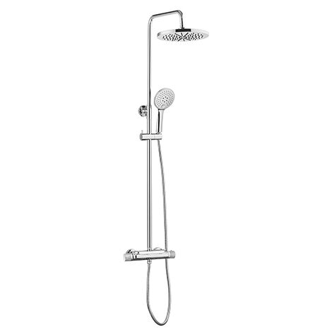 Edouard Rousseau – Colonne de Douche Thermostatique VOLG Chromée – Douchette 3 Jets – Flexible 1,50 m – Robinetterie Thermostatique Corps Froid avec Tablette Verre (1/2)