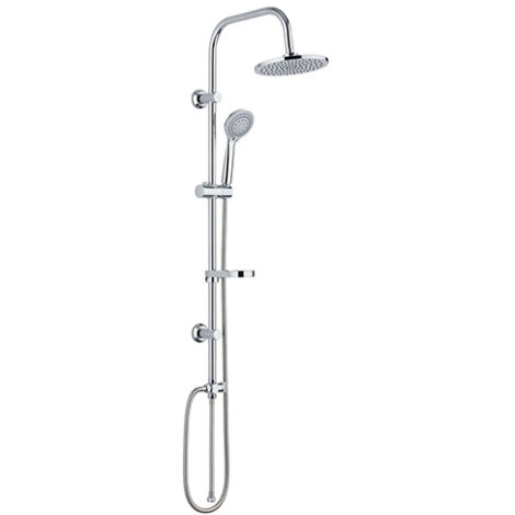 Edouard Rousseau – Colonne de douche sans robinetterie – Tête orientable Ø 200 mm – Douchette 3 jets Ø 100 mm – Flexible inox 1,50 m – Économie d'eau (1/3)