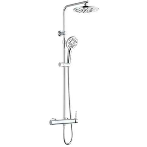 Edouard Rousseau – Colonne de douche mécanique HERA chromé – Tête Ø 220 mm – Douchette 5 jets Ø 125 mm – Bras télescopique réglable 0,80 à 1,20 m