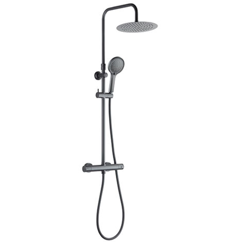 Edouard Rousseau – Colonne de douche thermostatique ARS – Tête orientable Ø 250 mm – 3 jets – Bras télescopique 0,81 à 1,23 m – Robinet thermostatique corps froid (1/2)