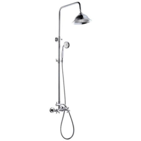 Edouard Rousseau – Colonne de douche hydromassante avec robinet mélangeur – Tête orientable Ø 205 mm – Douchette 1 jet Ø 83 mm – Flexible 1,50 m (1/7)