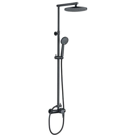 Edouard Rousseau – Colonne de douche thermostatique GRAFITO gris anthracite – Tête Ø 250 mm – Douchette 2 jets – Bras télescopique ajustable – Flexible inox 1,50 m (1/3)