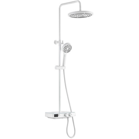 Edouard Rousseau – Colonne de douche thermostatique avec tablette – Écran de contrôle température – Débit 8 L/min – Douchette 3 jets – Flexible inox 1,5m