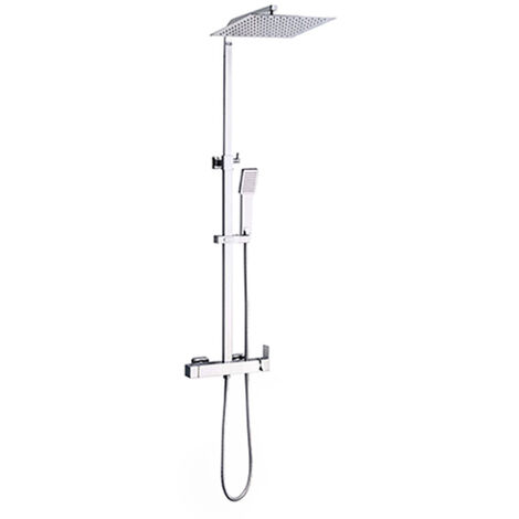 Edouard Rousseau - Colonne de Douche avec Robinetterie GERZAT - Tête 300x300 mm - Douchette 1 Jet - Flexible 1,50 m - Chromé (1/2)