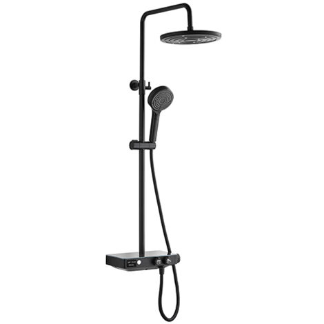 Edouard Rousseau – Colonne de douche thermostatique EKOGEST – Tête orientable Ø 250 mm – 3 jets – Robinet thermostatique à corps froid – Flexible inox 1,5 m