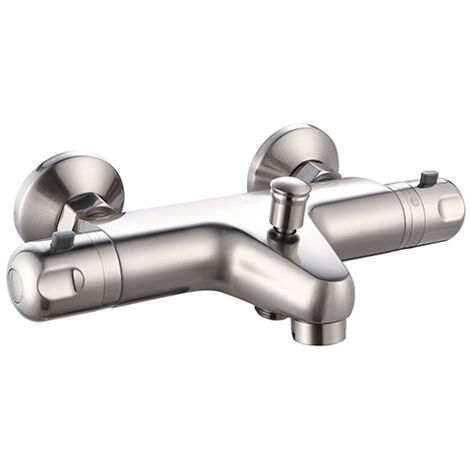 Edouard Rousseau – Mitigeur Thermostatique VOLGA 2 Bain-Douche Inox – Débit 12/14 L/min – Bouton Éco-Stop – Finition Inox (1/2)