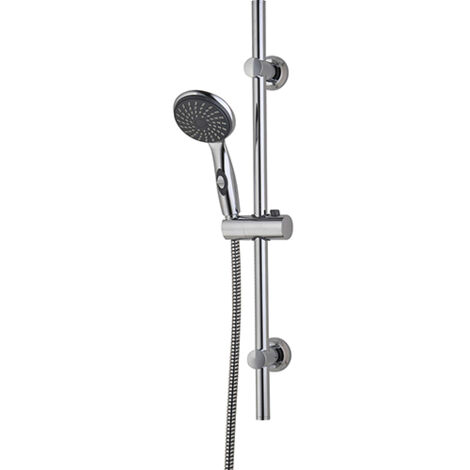 Edouard Rousseau – Combi-Barre de Douche STOP’O 100 Chromée 65 cm – Douchette 1 Jet Pluie – Réducteur de Débit – Position Pause – Flexible 1,50 m