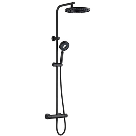 Edouard Rousseau – Colonne de douche thermostatique – Tête 250 mm orientable en ABS – Douchette 1 jet pluie – Flexible inox 1,50 m – Mitigeur sécurité 38 °C (1/2)