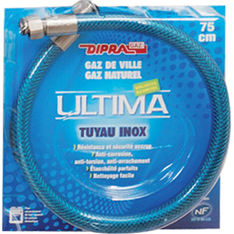 DIPRA - Flexible inox pour le gaz naturel 75 cm - Validité illimitée - Certifié NF
