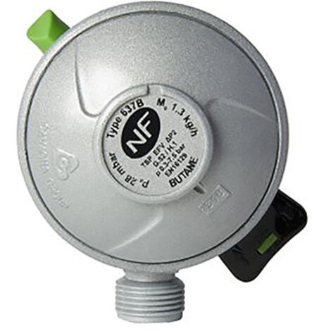 Dipra – Détendeur gaz Quick On pour bouteille butane 6 kg – Débit 1,3 kg/h – Pression 28 mbar – Compatible valves automatiques