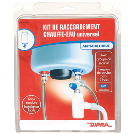 Dipra – Kit de raccordement pour chauffe-eau électrique – Filetage plomberie F 20/27 – Dispositif anticalcaire – Conforme norme NF