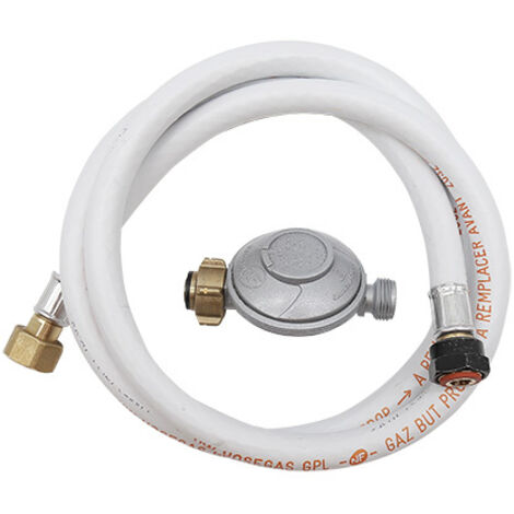 Dipra – Tuyau flexible renforcé 1,50m – Détendeur sécurité butane 28-30 mbar – Caoutchouc renforcé – Certifié NF pour appareils domestiques