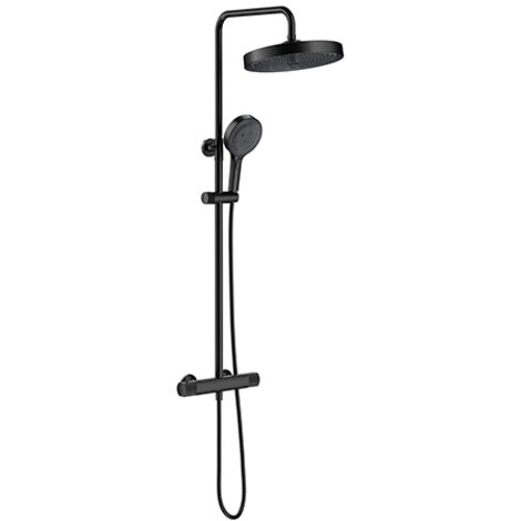 Edouard Rousseau - Colonne de Douche Thermostatique CONCAVE - Douchette 3 Jets - Sécurité anti brûlure - Noir