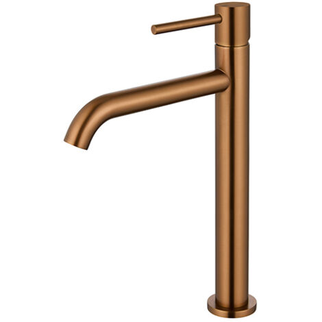Edouard Rousseau - Mitigeur Lavabo Haut SCRIPY - Bec Élevé pour Vasque à poser - Aérateur Économie d’Eau - Cuivre Titane