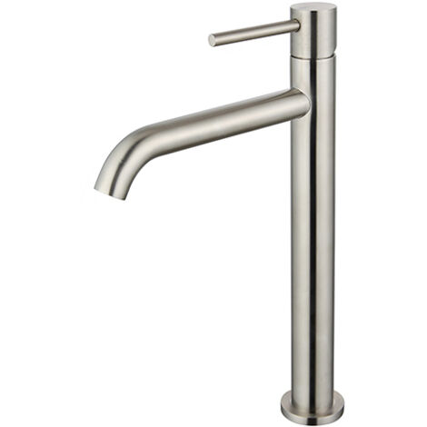 Edouard Rousseau - Mitigeur Lavabo Haut SCRIPY - Bec Élevé pour Vasque à poser - Aérateur Économie d’Eau - Inox