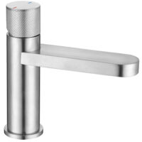Edouard Rousseau – Mitigeur lavabo LIOS inox – Mécanisme cartouche céramique Ø 26 mm – Bec fixe – Hauteur 161 mm – Vidage clic-clac inclus