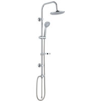 Edouard Rousseau – Colonne de douche sans robinetterie – Tête orientable Ø 200 mm – Douchette 3 jets Ø 100 mm – Flexible inox 1,50 m – Économie d'eau