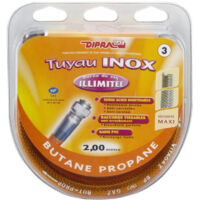 Dipra – Flexible inox pour gaz butane propane 200 cm – Norme NF D 36-125 – Résistance à la corrosion – Connexion sécurisée