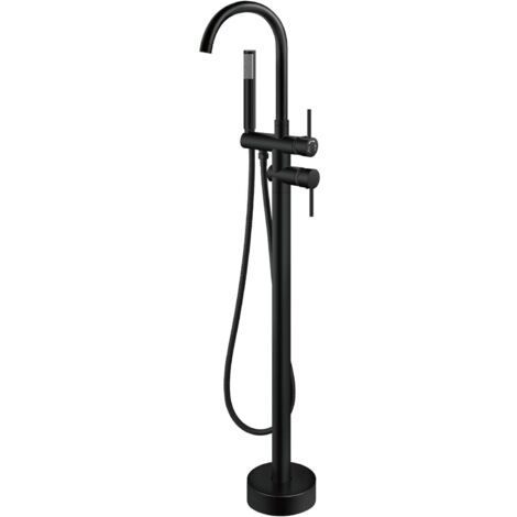 Freestanding Bath taps Bath Mixer Taps, Floor Mounted Bathtub Bathroom Tub Tap Handheld Filler Spout Cold and Hot,Black Zamery (1/5)