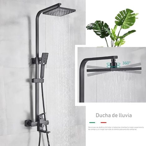 Shower Mixer taps Shower Set Shower System 3-Function with Rainfall Shower Handheld Bath tub Black