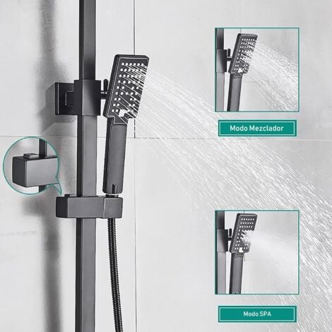 Shower Mixer taps Shower Set Shower System 3-Function with Rainfall Shower Handheld Bath tub Black