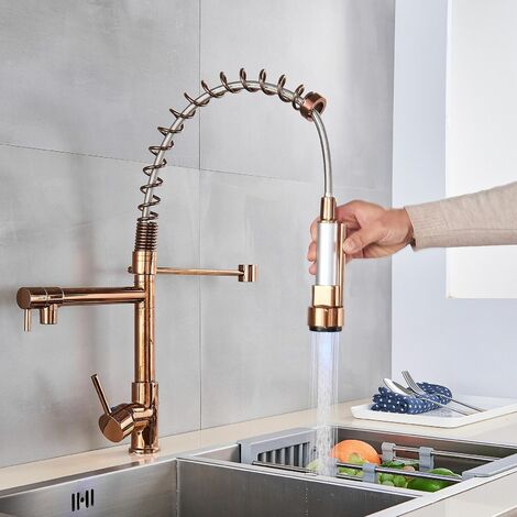 LED Kitchen Sink Mixer Tap rose gold ...