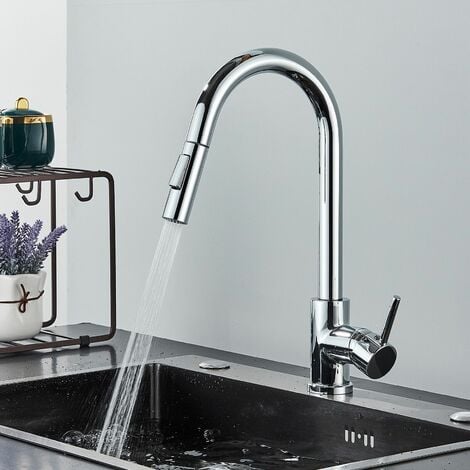 Kitchen Taps with Pull Out Spray, Zamery Kitchen Sink Mixer Tap 360° Swivel, Kitchen Mixer Tap with 2 Spary Modes, Mixer Tap for Kitchen, Kitchen Tap Stainless Steel