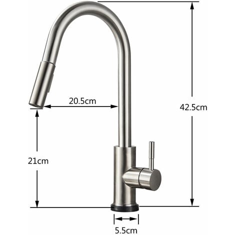 Kitchen Taps, Kitchen Taps Mixer with High Arc Spout Swivels 360° Single Handle Two Spray Function, Pull Down 24in Flexible Hose, Brushed Nickel