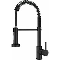 Black Kitchen Sink Tap Kitchen Sink Mixer tap with Solid Brass Commercial Single Handle Single Hole Pull Down Sprayer Swivel Sprayer Mixer Tap Cold and hot Fittings UK Standard