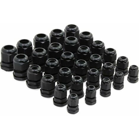 70Pcs Premium Noir Nylon Presse-Étoupes Kit, 3-15mm Réglables IP68 Étanches  Presse-Étoupes avec Joints