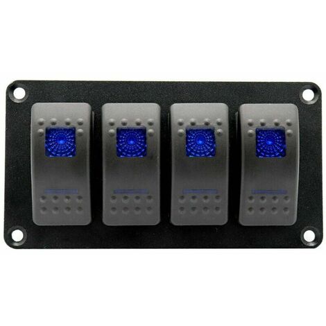 Panneau d'interrupteur à bascule, panneau d'interrupteur à bascule 6 gangs  marche/arrêt étanche avec 2 LED bleues pour voiture RV UTV