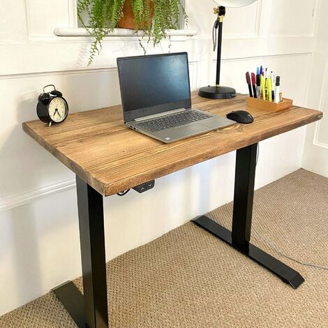 Sit-Stand Desk with Reclaimed Wooden ...