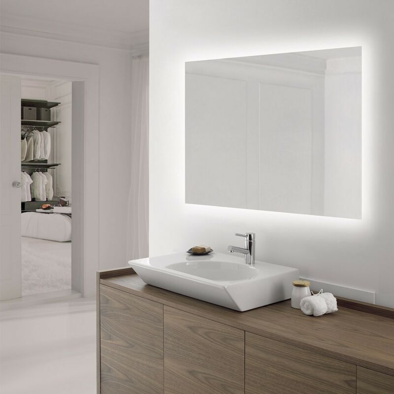  Espejo de baño, antivaho montado en la pared LED con luces para  entradas, baños, salas de estar y más (horizontal/vertical) : Hogar y Cocina