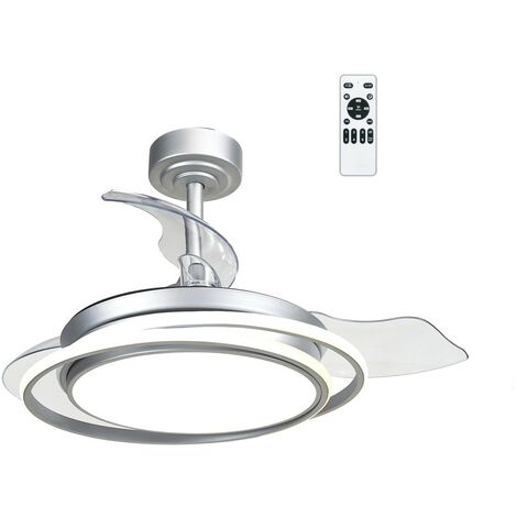 Ventilador de techo led 3cct aspas retráctiles antila mini 40w 4000 lm plata (1/5)