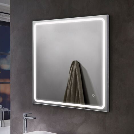 LUVODI Espejo Baño con Luz 80x80: Espejos de Baño Cuadrado
