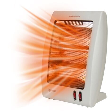 Igenix Electric Halogen Heater, 2 Bar Quartz, 800W, White - IG9509