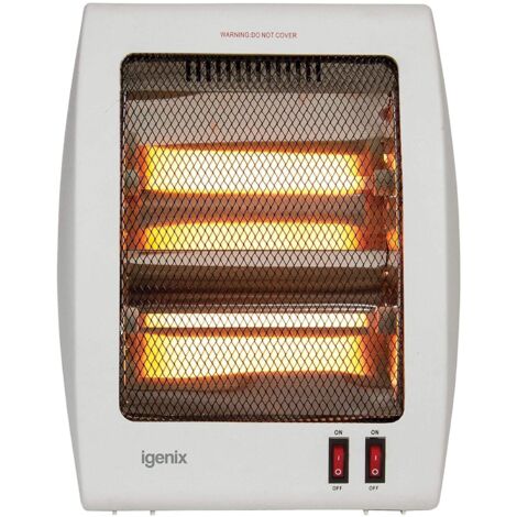 Igenix Electric Halogen Heater, 2 Bar Quartz, 800W, White - IG9509