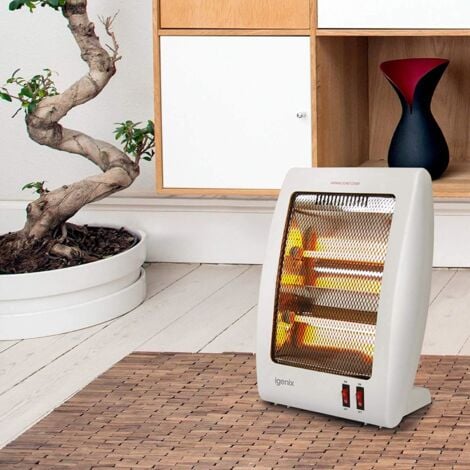 Igenix Electric Halogen Heater, 2 Bar Quartz, 800W, White - IG9509