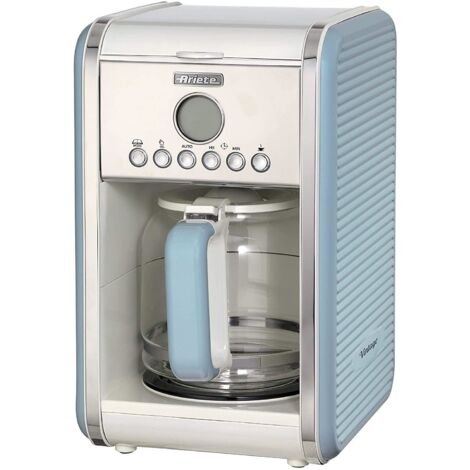 Ariete 1342/05 Retro Style Filter Coffee Machine, 24 Hour Programmable Timer With Pause and Serve Button and Washable Filter, Blue