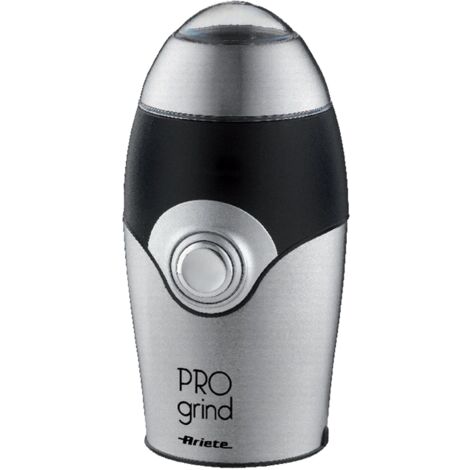 Ariete 1600 Pro Grind Coffee Grinder, Compact Design, Cord Wrap, Stainless Steel Blades, Cord Storage, Silver