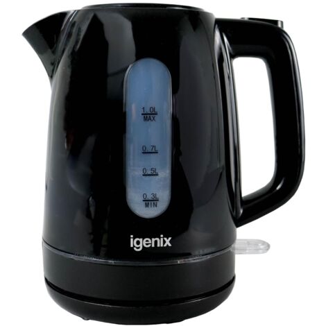 Igenix IGK01022B Corless Electric Jug Kettle, 2200 Watt Rapid Boil, 1 Litre Capacity, Black
