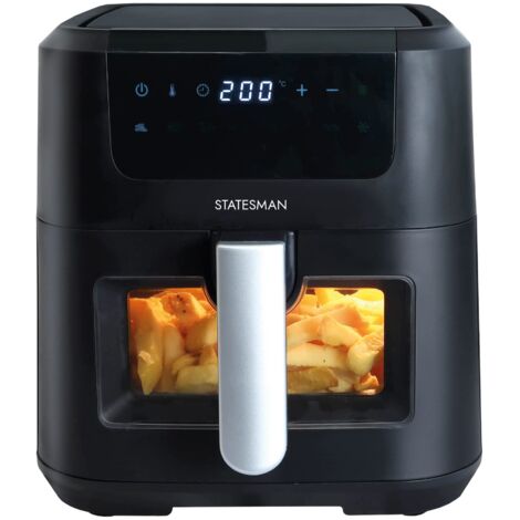 Statesman SKAF05015BK Digital Air Fryer 5 Litre, 1500W, 90 Minute Timer, 360 Hot Air Circulation, 8 Pre Set Cooking Programes, Digital Touch Control Panel