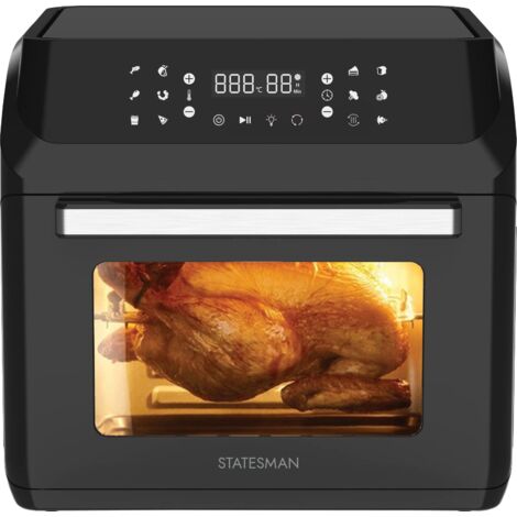 Statesman SKAO15017BK Digital Air Fryer Oven with Rotisserie 15 Litre, 1700W, 60 Minute Timer, 360 Hot Air Circulation, 13 Cooking Programs, Basket & Skewer Set Included