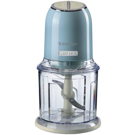Ariete 438/05 Vintage Mini Chopper, 400W, 600ml Graduated Beaker, 2 Speeds, Stainless Steel Blades, Blue (1/2)