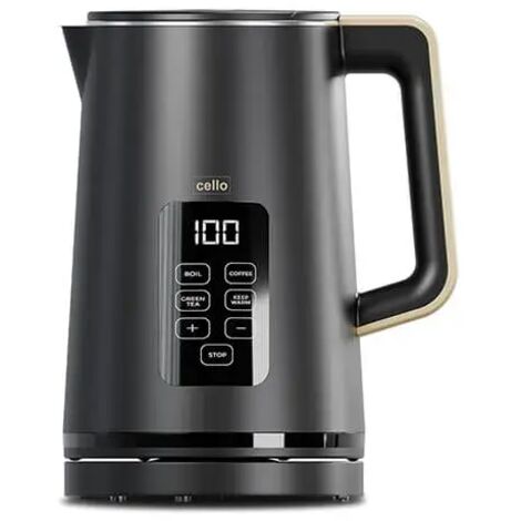 Cello Electric Digital Kettle with Temperature Control, 3000W Rapid Boil, LED Display, 1.7 Litre,, Black (1/4)