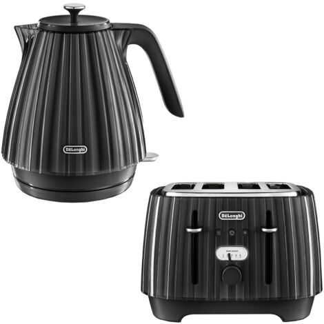 Delonghi Ballerina 1.7L Kettle & 4 Slice Toaster Set, Black