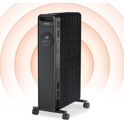 Igenix Digital Oil Filled Radiator, 2kW/2000W, Overheat Protection, Black - IG2621BL (1/5)